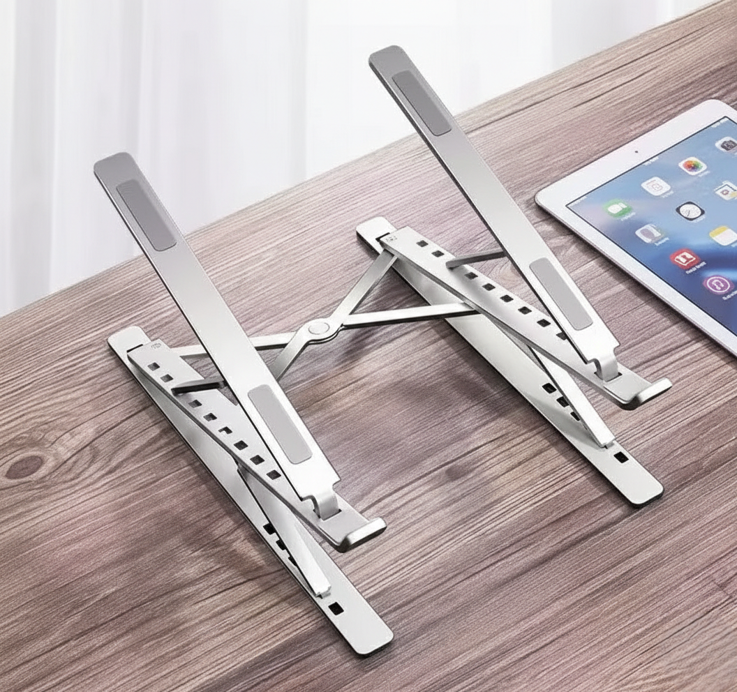 Slick aluminum foldable laptop stand