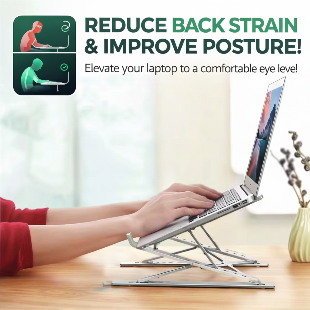 Slick aluminum foldable laptop stand