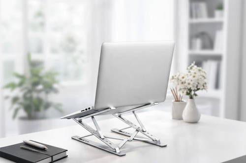 Slick aluminum foldable laptop stand